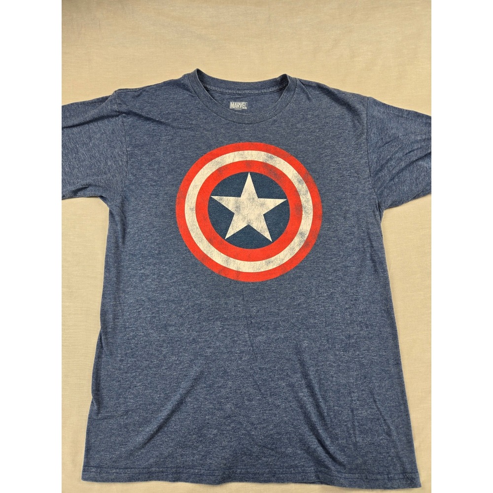 Marvel Captain‎ America Shield T-Shirt Mens Medium Blue Graphic Tee Short Sleeve